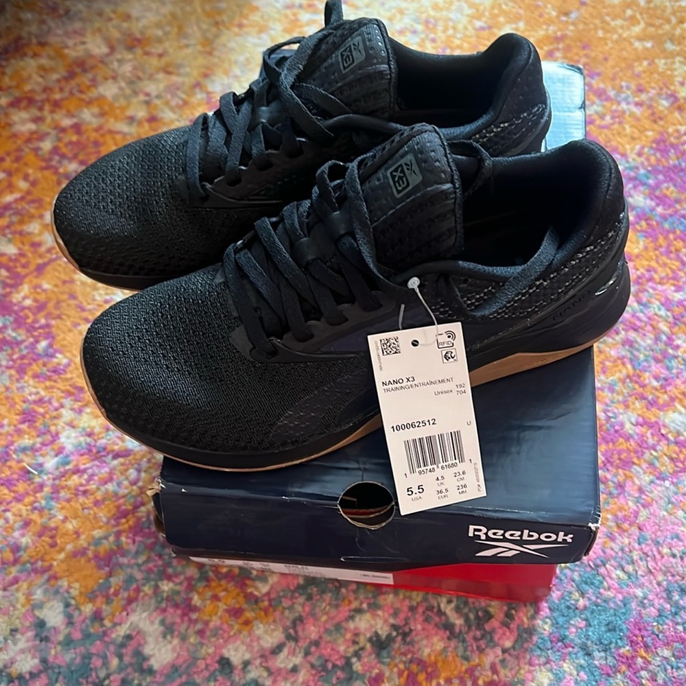 Reebok Unisex Black Cross Trainers 5.5 Men 7 Women